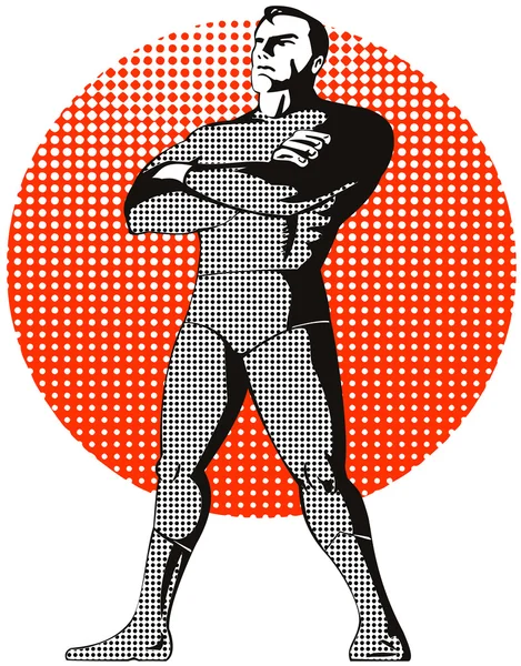 Super Hero Standing Retro — Stock Vector