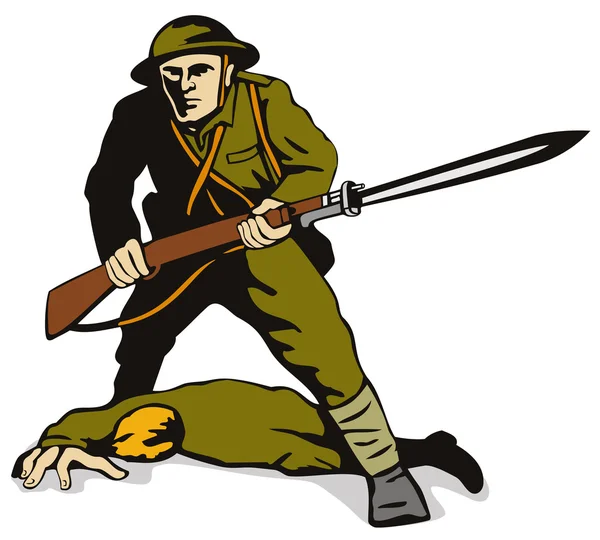 Στρατιώτη που στέκεται πάνω από το σώμα — Διανυσματικό Αρχείο