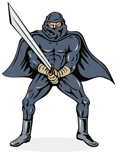 Ninja con espada — Vector de stock