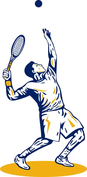 Joueur de tennis servant — Image vectorielle