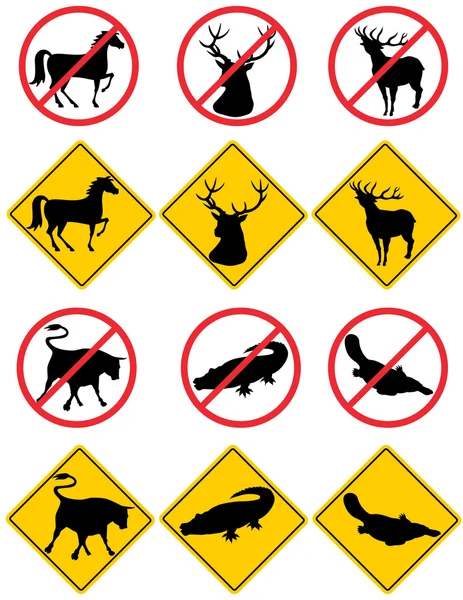 Schilder mit Tiersymbolen — Stockvektor