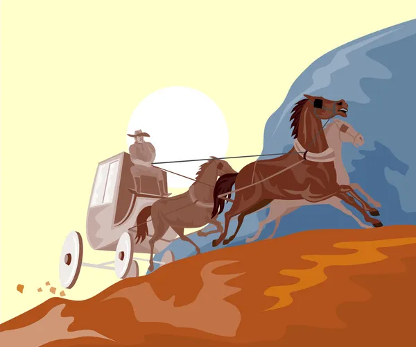 Wild West Stagecoach Retro Royalty Free Stock Vectors