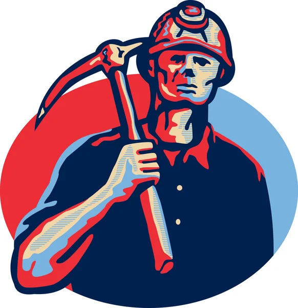 Coal miner pick bijl retro — Stockvector