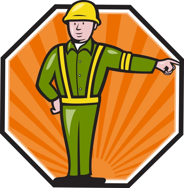 Emergency Worker Pointing Side Cartoon — Stock Vector