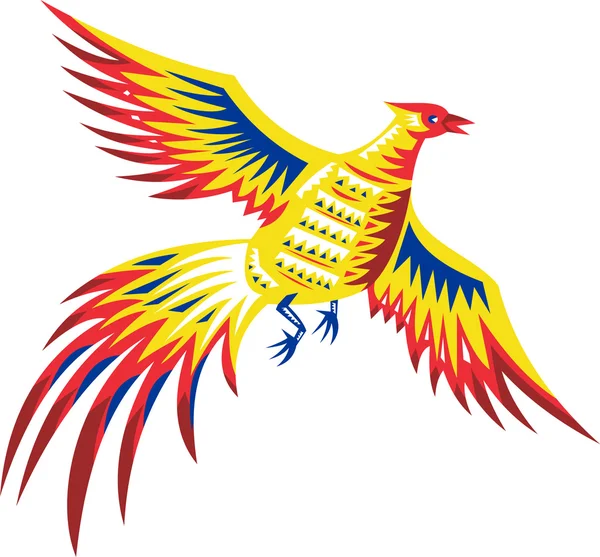 Pheasant Bird Fowl Flying retro — Stock Vector