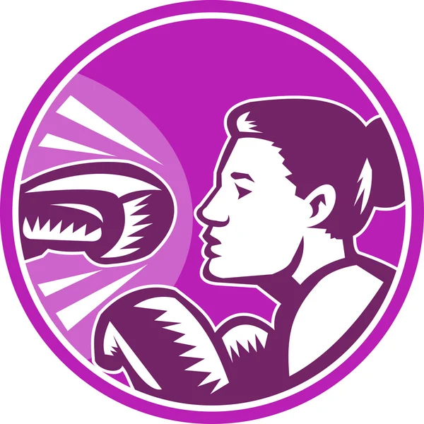 Женский боксерский ретро — стоковый вектор
