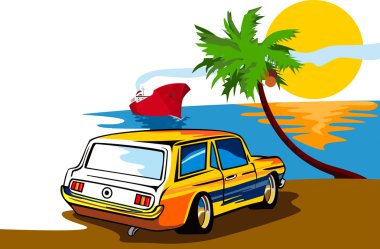 Ford Mustang Station Wagon Beach clipart