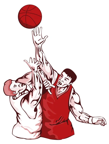 Joueurs de basket-ball rebond — Image vectorielle