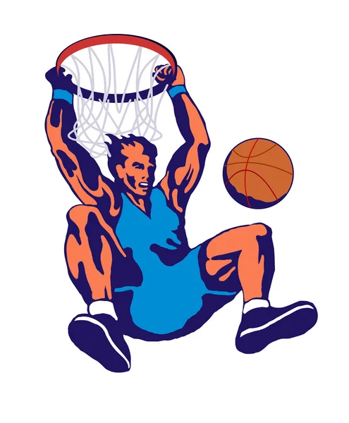 Basketball Player Dunking — Stock Vector