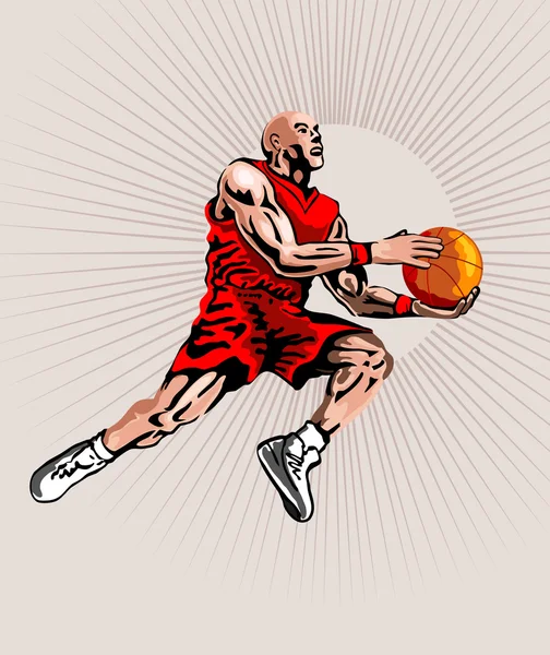 Joueur de basket-ball saut — Image vectorielle