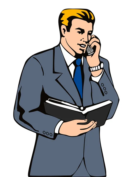 Бизнесмен по телефону с Дневником — стоковый вектор