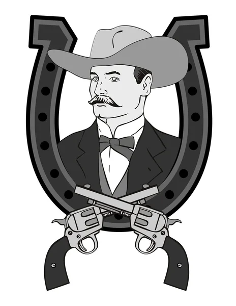 Cowboy porträtt i hästsko — Stock vektor
