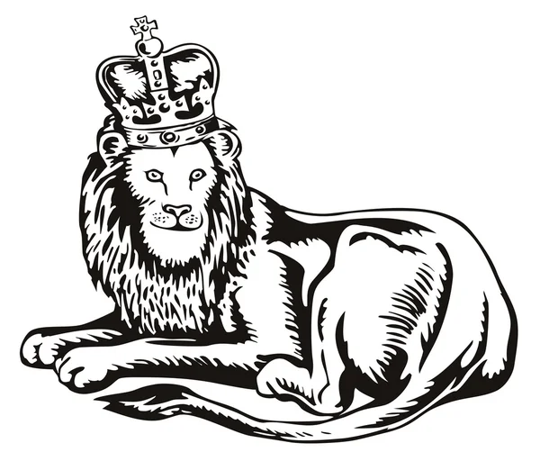 León gato grande con corona — Archivo Imágenes Vectoriales