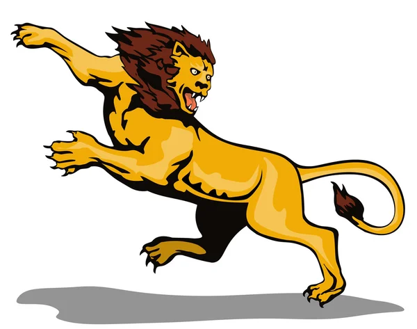 Лев большая кошка атакующий ретро — стоковый вектор