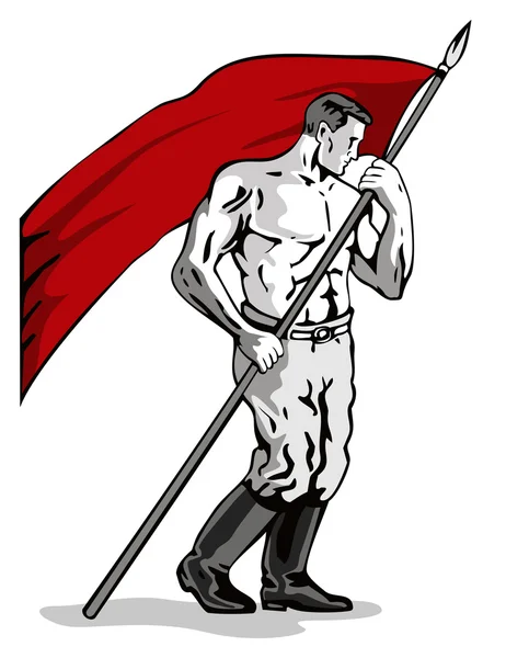 Hombre sosteniendo bandera — Archivo Imágenes Vectoriales