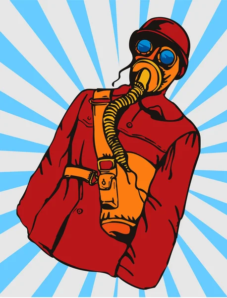 Man with Gas Mask — Stock Vector