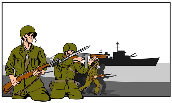 Marines atacando — Vector de stock