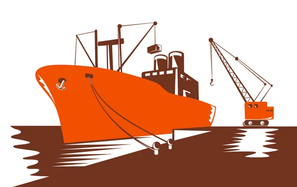 Пассажирское грузовое судно с Крейном — стоковый вектор