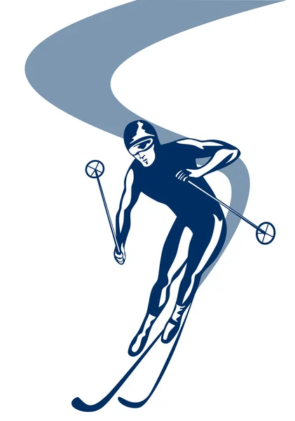 Skiing Slalom Downhill — Stock Vector