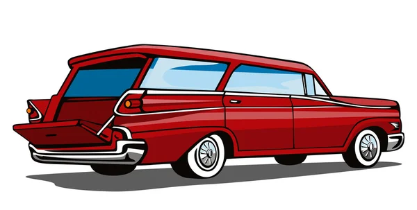 Red Car Station Wagon Vista trasera — Vector de stock