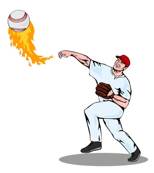 American Baseball Player Pitcher — Stock Vector