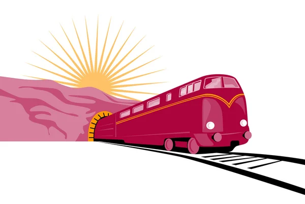 Train Coming out of tunnel — Stock Vector