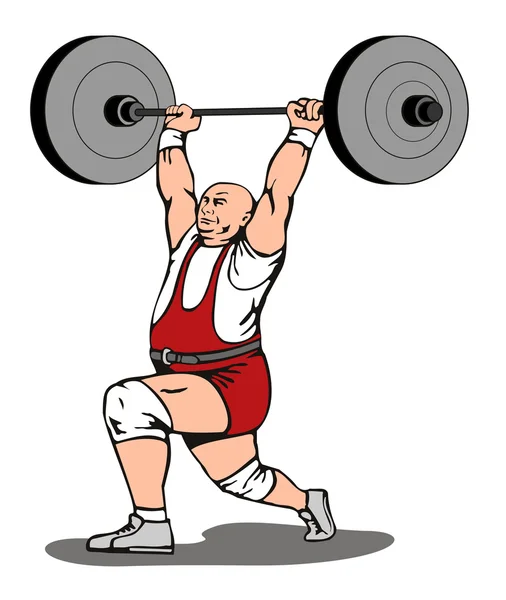 Weightlifter Lifting Barbell Retro — Stock Vector