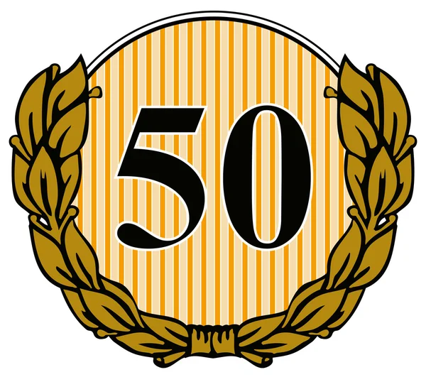 50 in Circle with Laurel Leaves — Stock Photo, Image