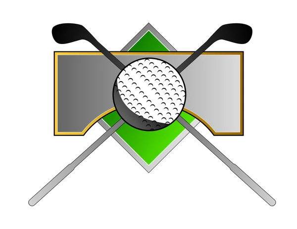 Golf Ball Clubs on Metal Crest — Stock Photo, Image