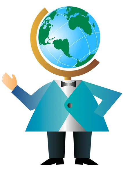 Man with Globe Head — Stock Photo, Image