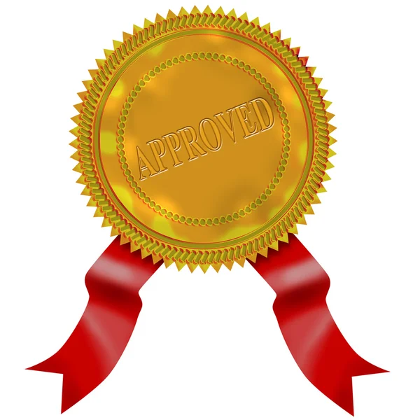 Gold Seal Red Ribbon Approved — Stock Photo, Image