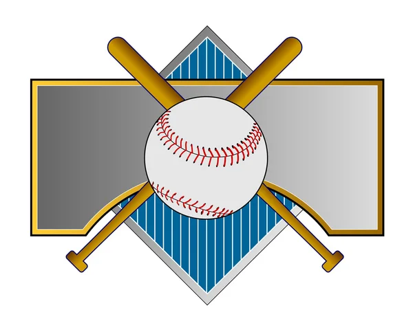 Baseball e morcego em Metal Crest — Fotografia de Stock