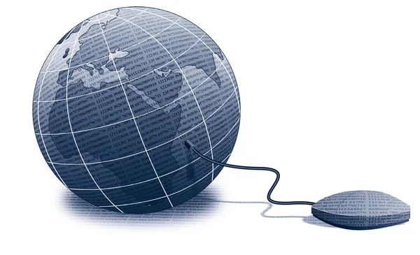 Mouse Connected on Globe — Stock Photo, Image