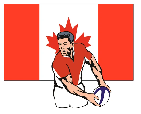 Canadian Rugby player passing ball — Stock Photo, Image