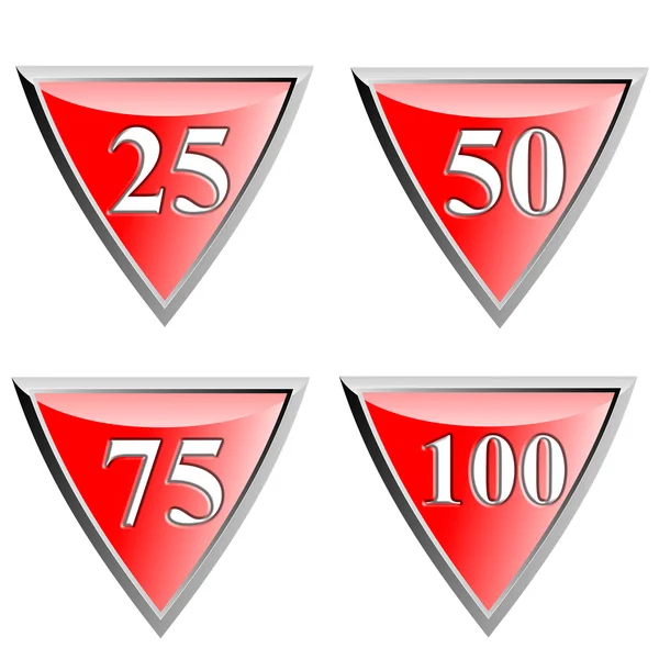 Número Icono Diamante Rojo Metal — Foto de Stock