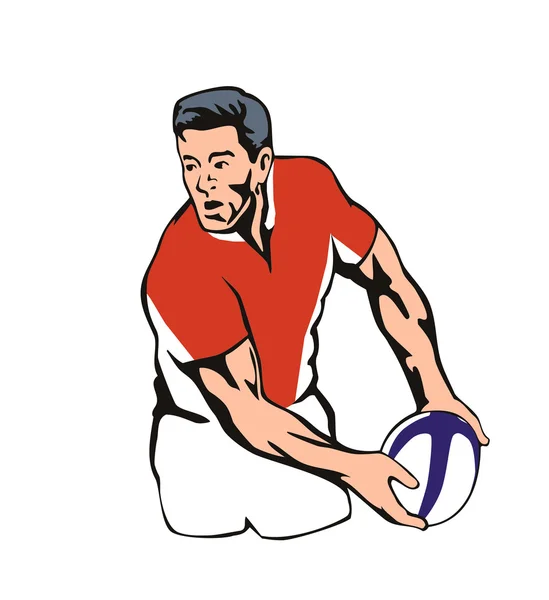 Joueur de rugby passant la balle — Photo