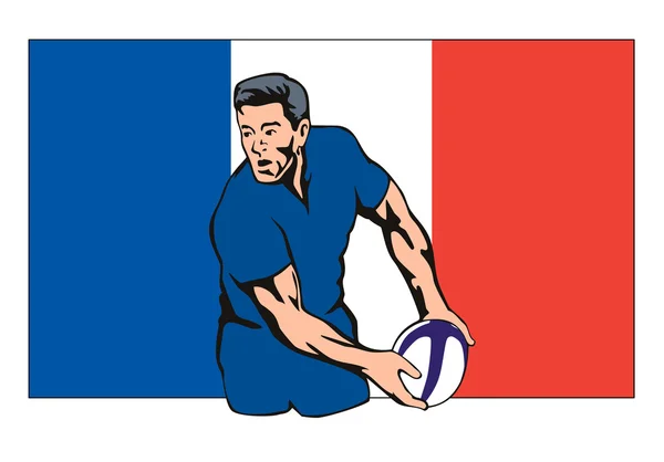 French Rugby player passing ball — Stock Photo, Image