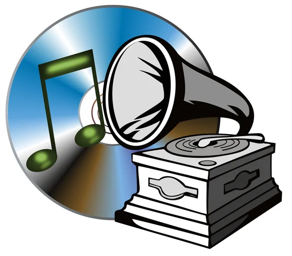 Phonograph with Treble Clef — Stock Photo, Image