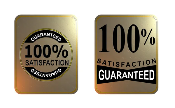 100 percent Satisfaction Guaranteed Gold Square Seal — Stock Photo, Image