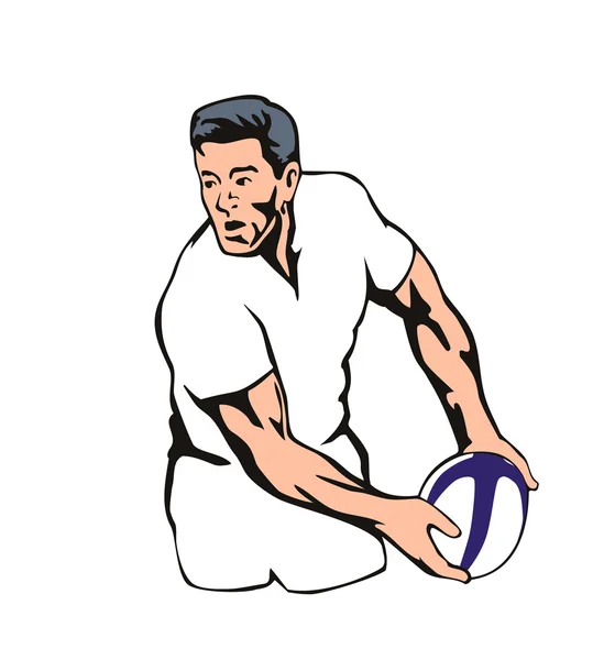 Joueur de rugby anglais passant le ballon — Photo