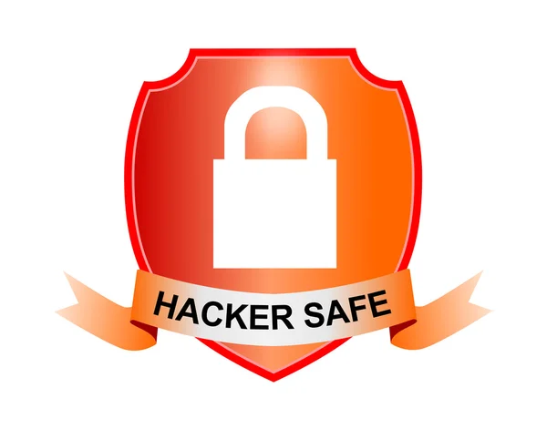 Kłódka hakerów bezpieczne shield i wstążki — Zdjęcie stockowe