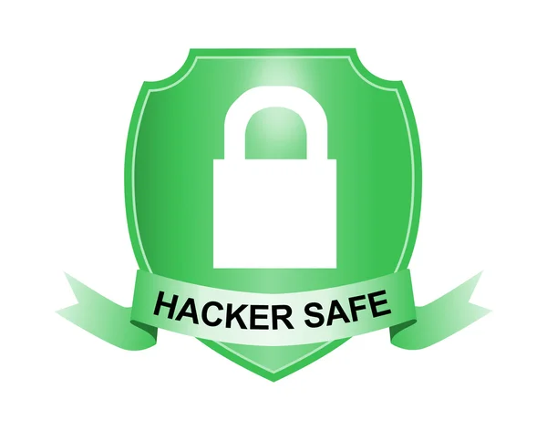 Padlock Hacker Safe Shield and Ribbon — Stock Photo, Image