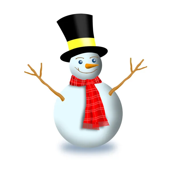 Snowman with Scarf and Top Hat — Stock Photo, Image