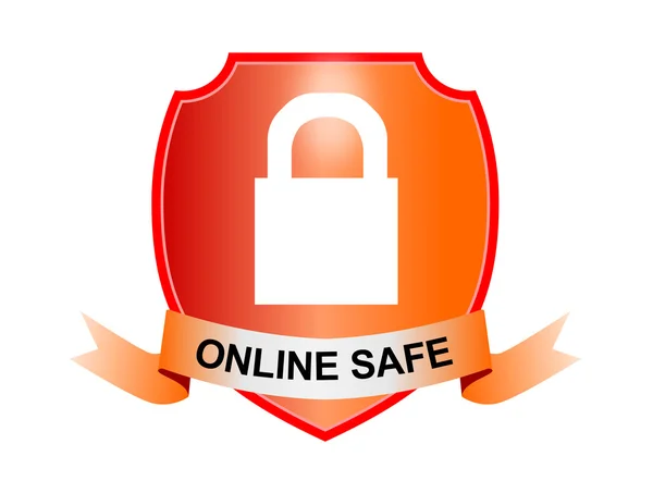 Lakat Online biztonságos pajzs és szalag — Stock Fotó