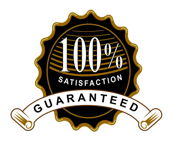 100 percent Satisfaction Guaranteed Black Seal and Ribbon — Stock Photo, Image