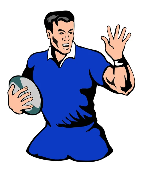 Jugador de rugby corriendo con pelota — Foto de Stock