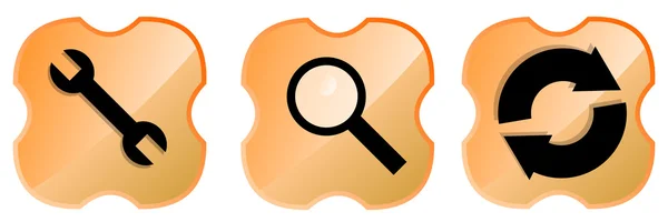 Tool Magnifying Glass Web Icons in Shield — Stock Photo, Image