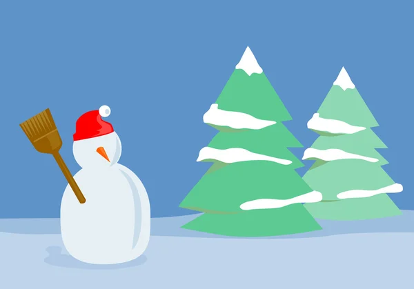 Снеговик с деревьями — стоковое фото