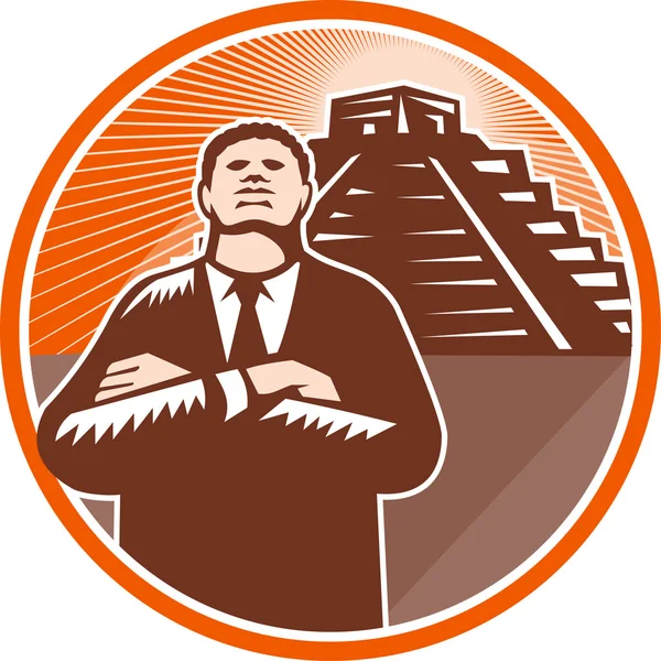 Афроамериканский бизнесмен защищает пирамиду — стоковый вектор