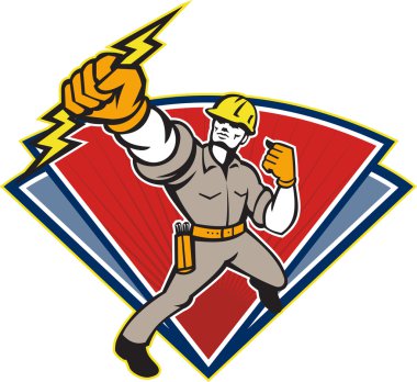 Electrician Punching Lightning Bolt clipart